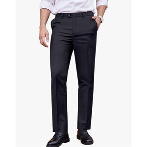 NEW Men's Flat Straight Wrinkle Free Expandable Waist Pants 34/32